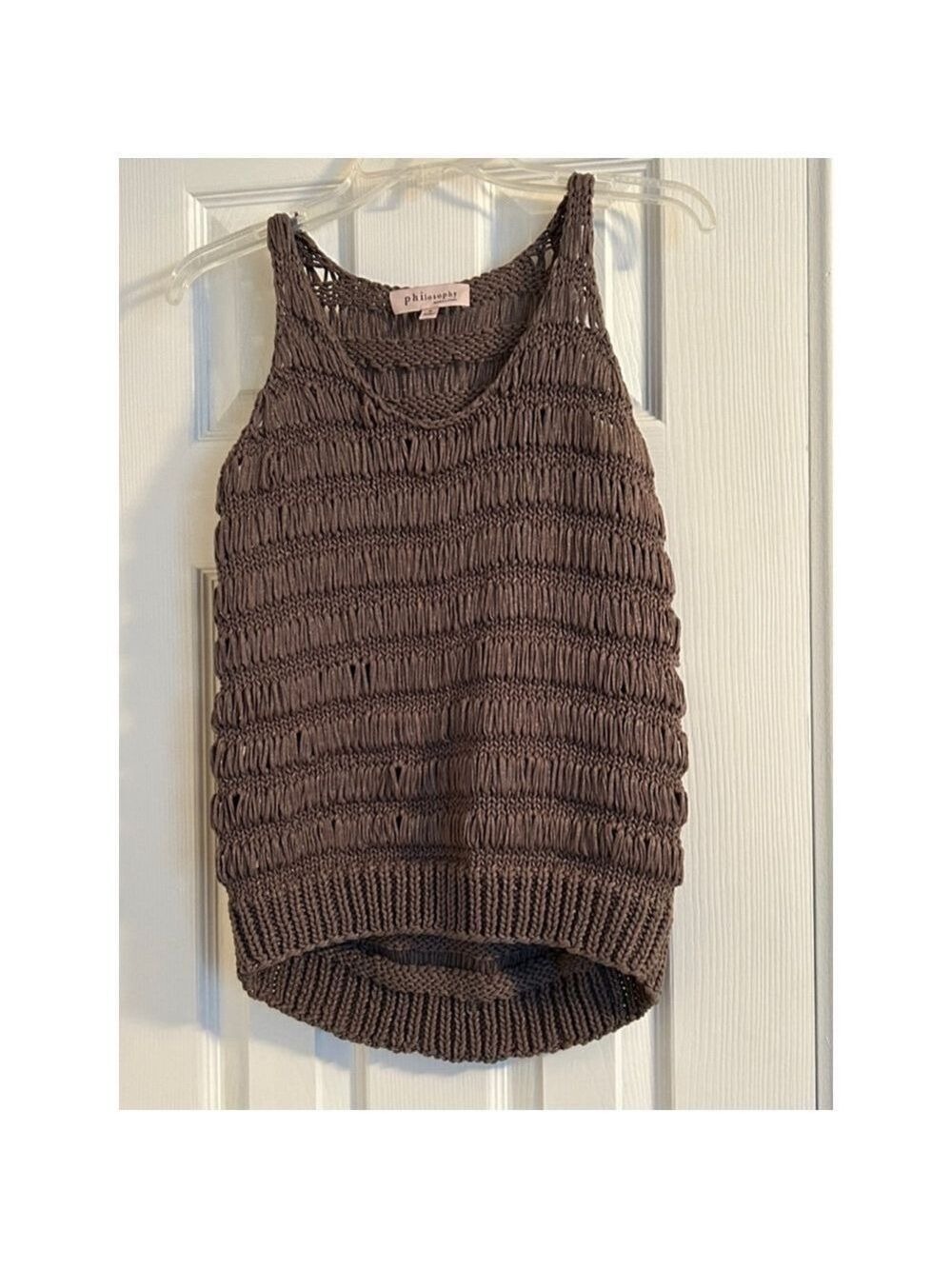 Philosophy Sparkle Knit Tank Top, Brown, Size S